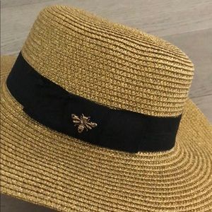gucci gold straw hat